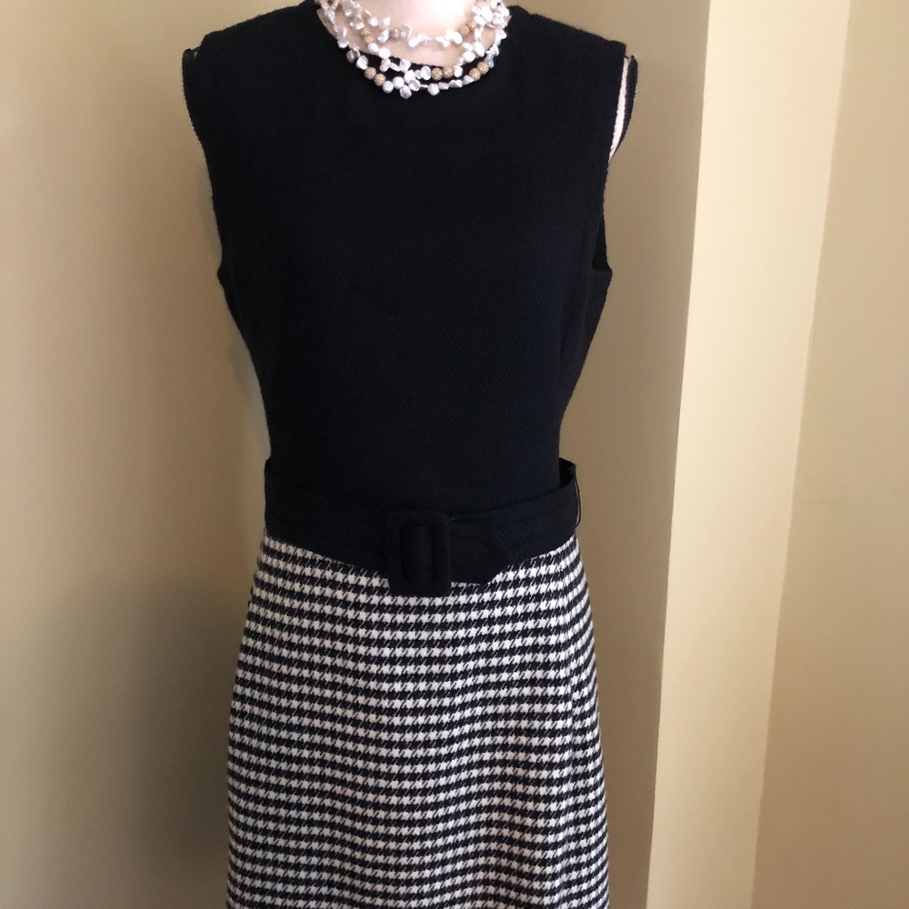 Ralph Lauren Blk Label B/W Houndstooth BeltedDress